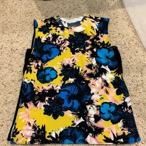 🌵ZARA Yellow Blue Floral High Neck Tank Top